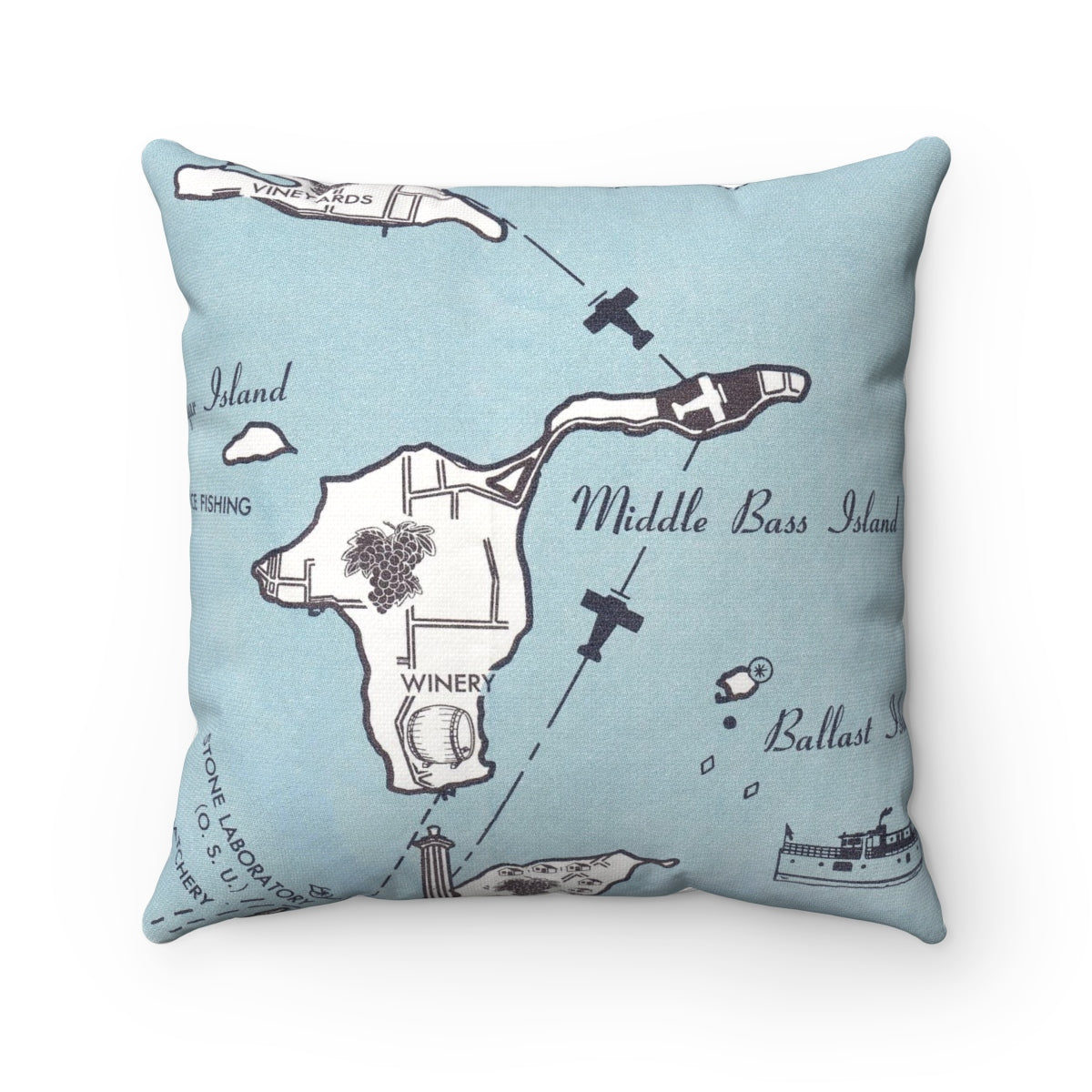 Middle Bass Island Ohio vintage map pillow