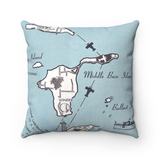 Middle Bass Island Ohio vintage map pillow