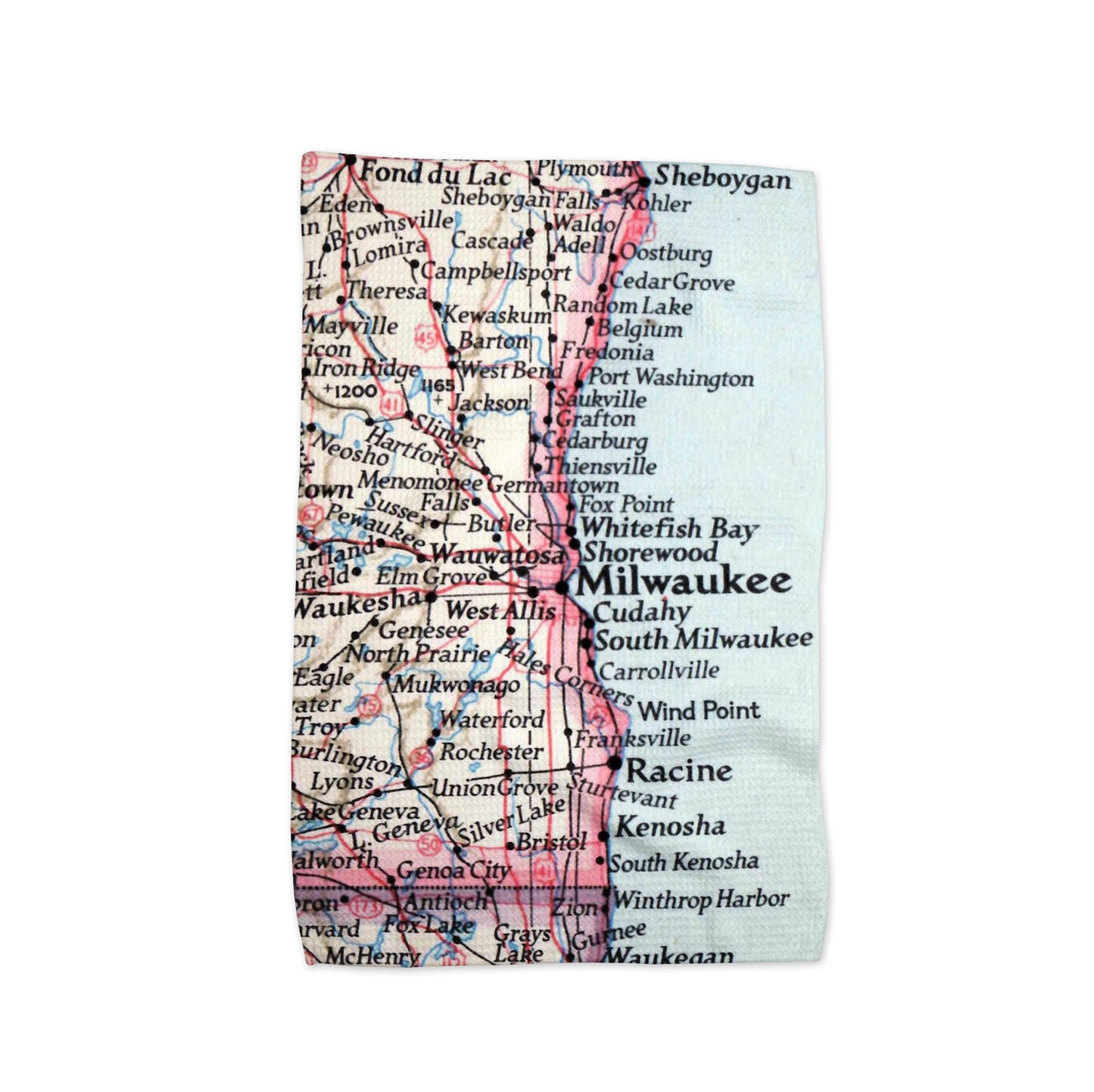 Milwaukee Wisconsin Map Tea Towel | Waffle-Weave Kitchen Towel Gift