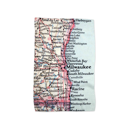 Milwaukee Wisconsin Map Tea Towel | Waffle-Weave Kitchen Towel Gift