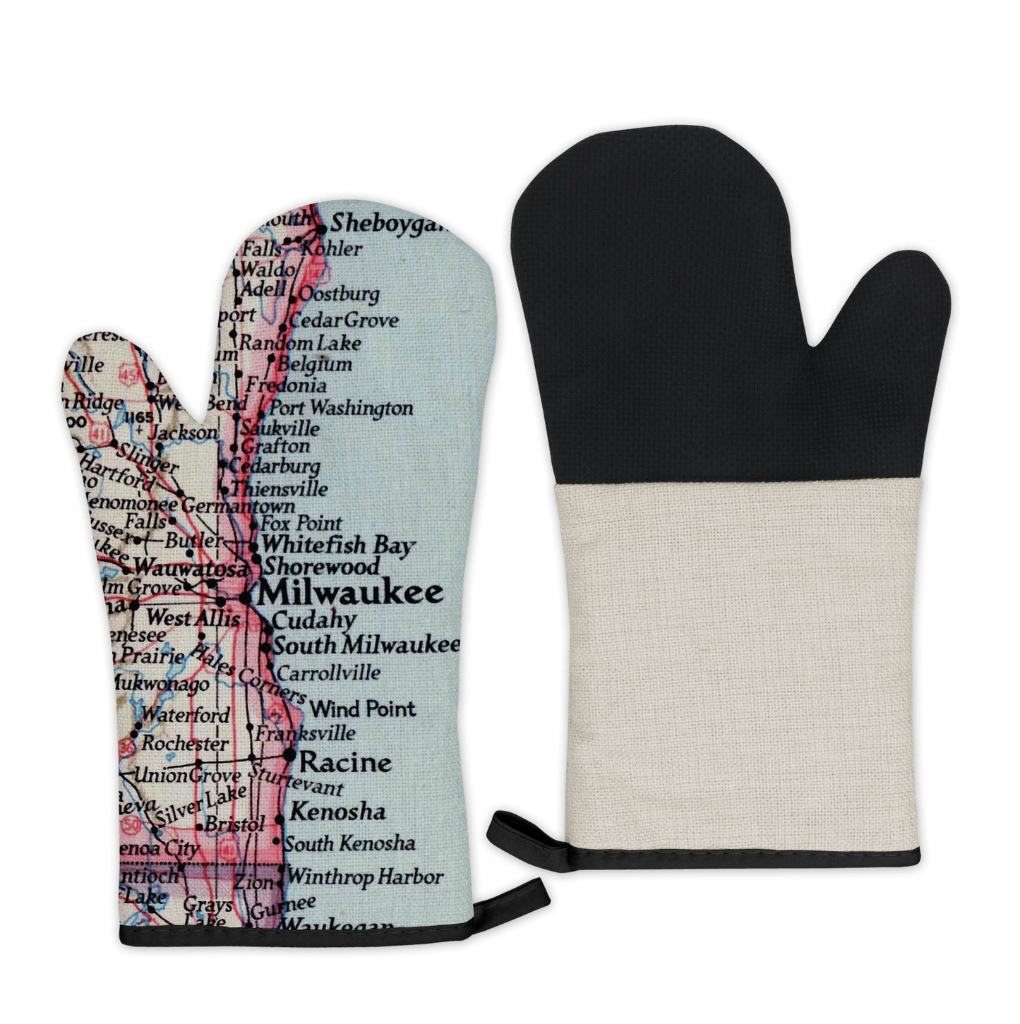 Milwaukee, Wisconsin Map Oven Mitt | Vintage-Inspired Kitchen Gift