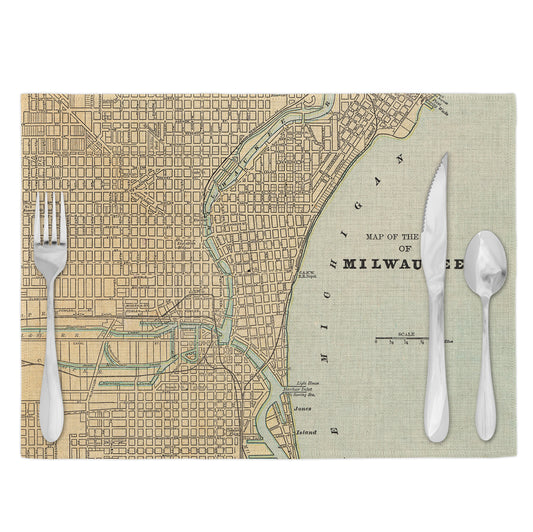Milwaukee Wisconsin Vintage Map Placemats Set of 4