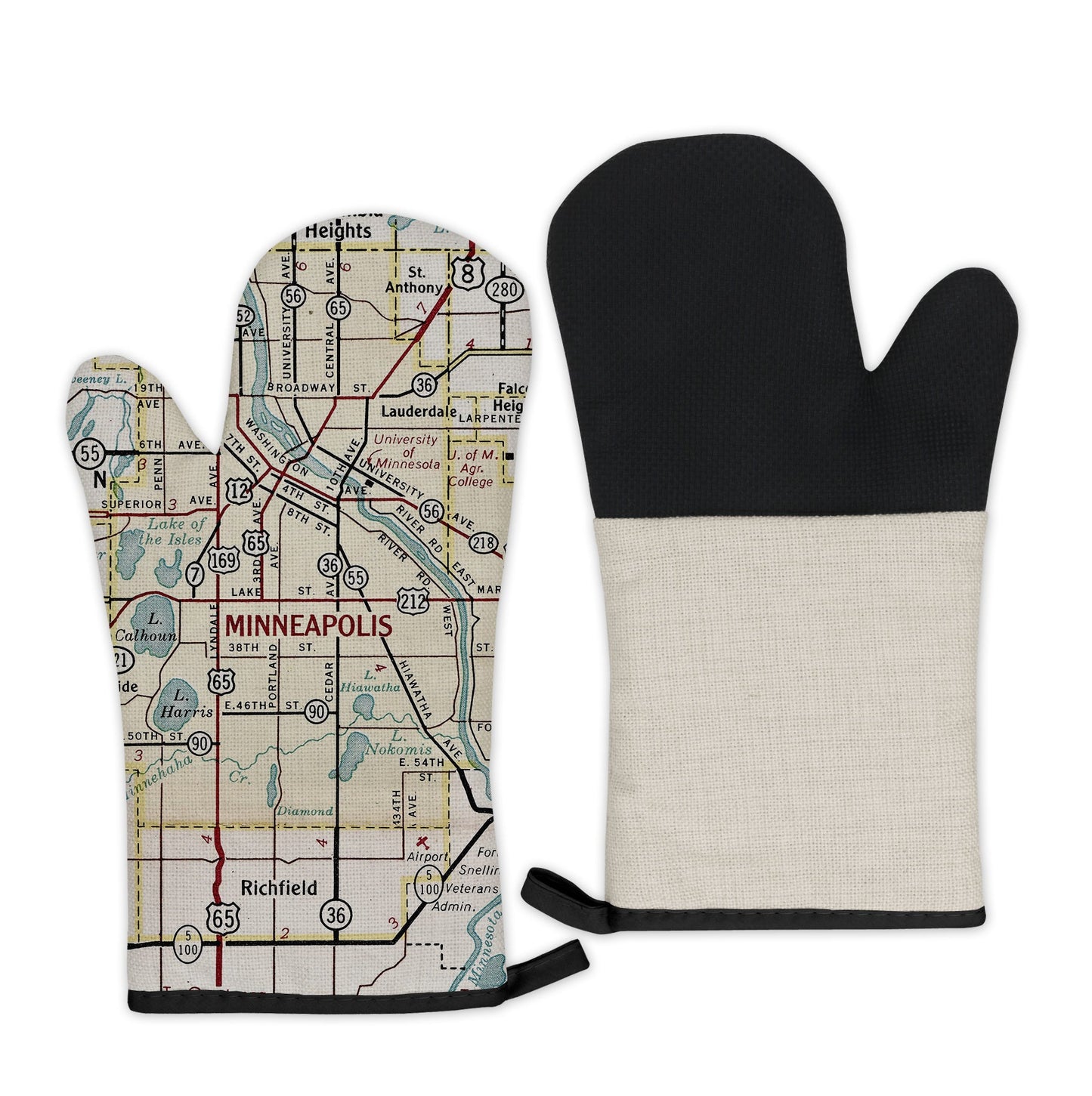 Minneapolis, Minnesota Map Oven Mitt | Vintage-Inspired Kitchen Gift