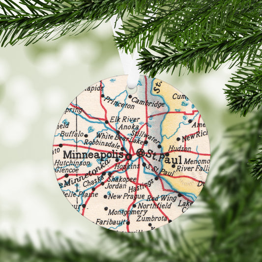 Minneapolis St Paul Minnesota Vintage Map Ornament