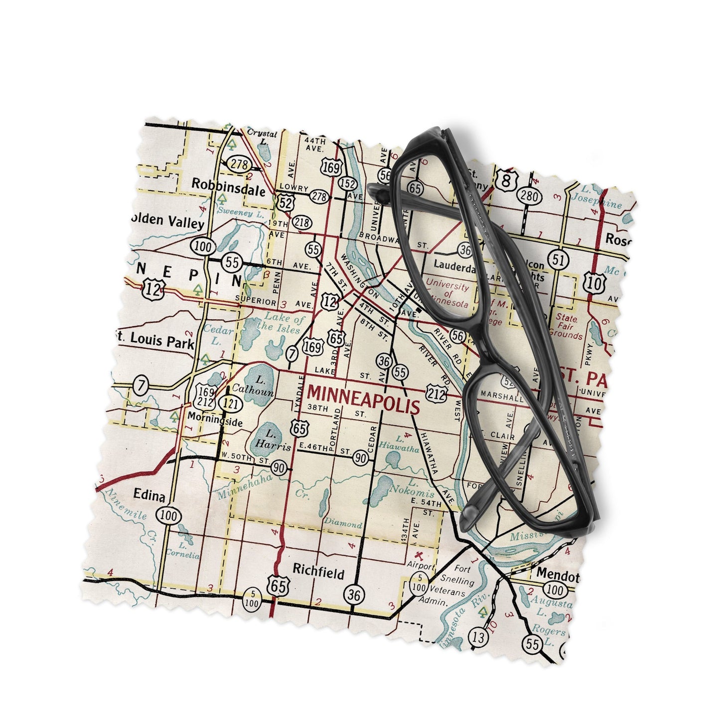 Minneapolis Minnesota Map Lens Cloth | Minneapolis Microfiber Glasses Cleaner | Travel Gift
