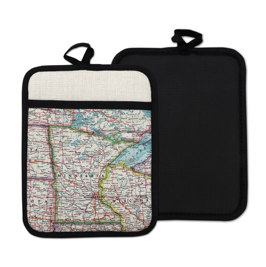 Minnesota vintage map hot pad kitchen decor