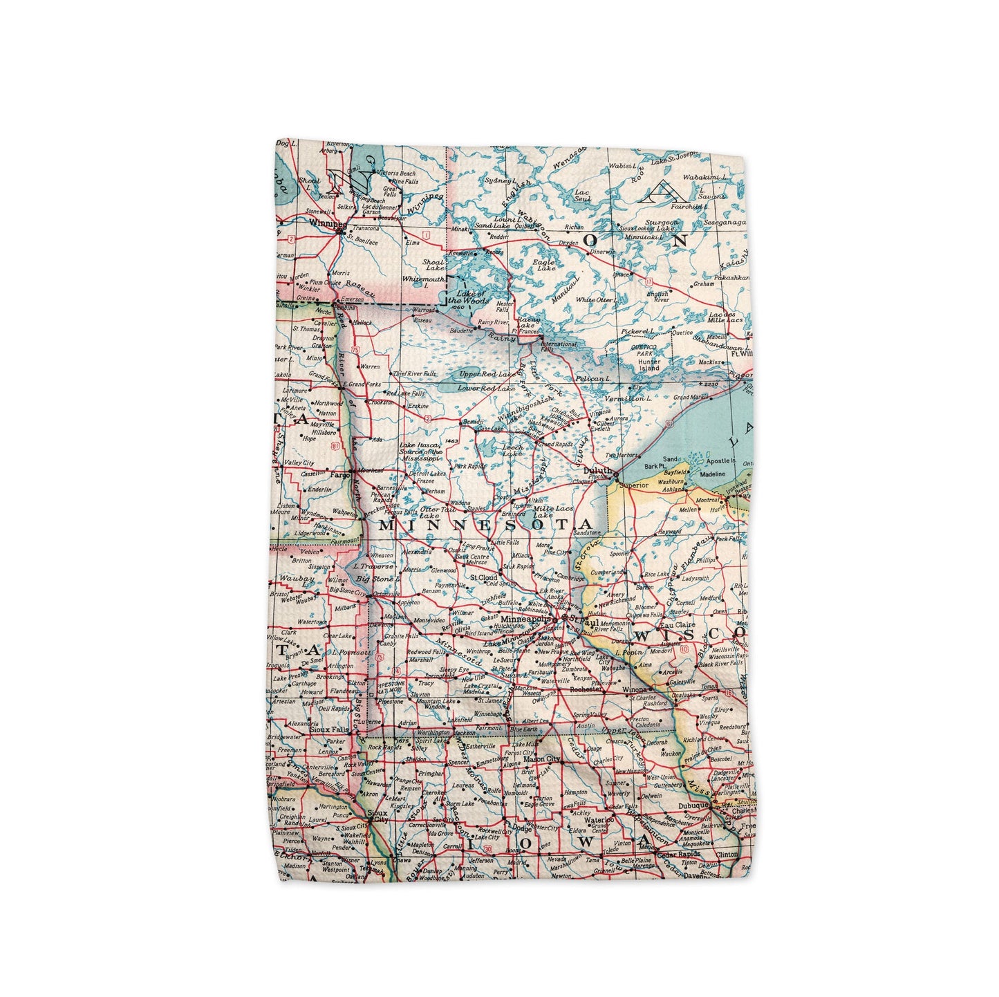 Minnesota Map Tea Towel | Waffle-Weave Kitchen Towel Gift