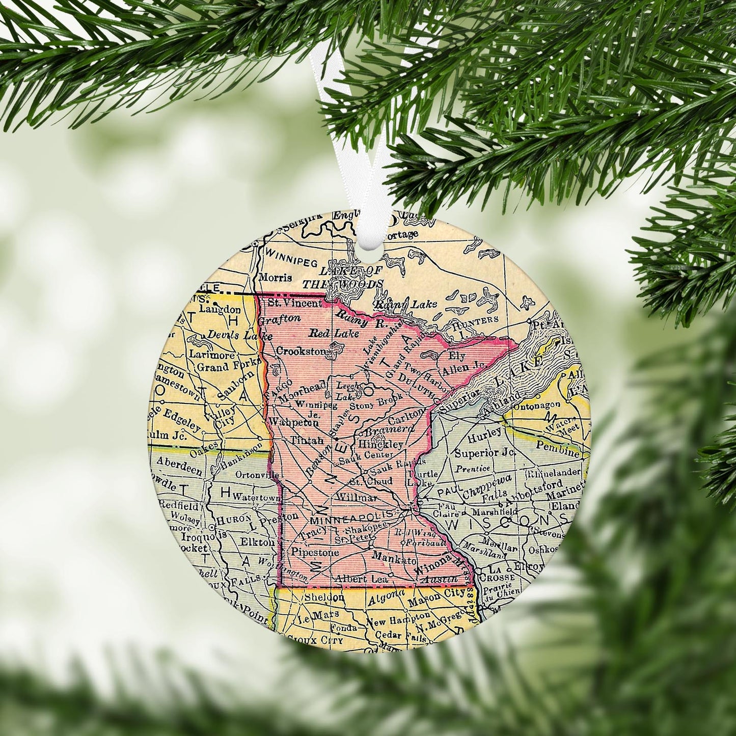 Minnesota Vintage Map Ornament