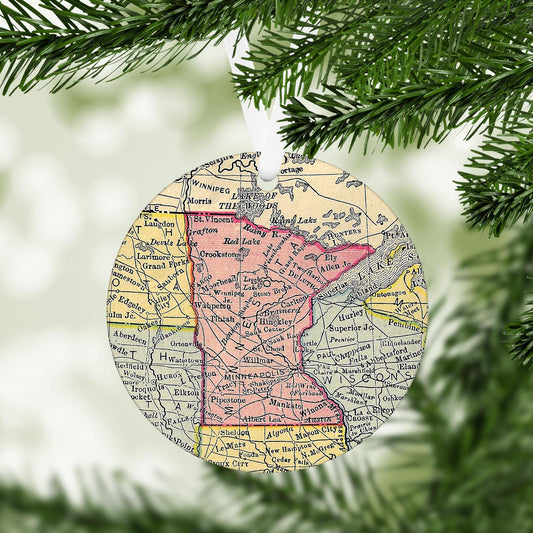 Minnesota Vintage Map Ornament