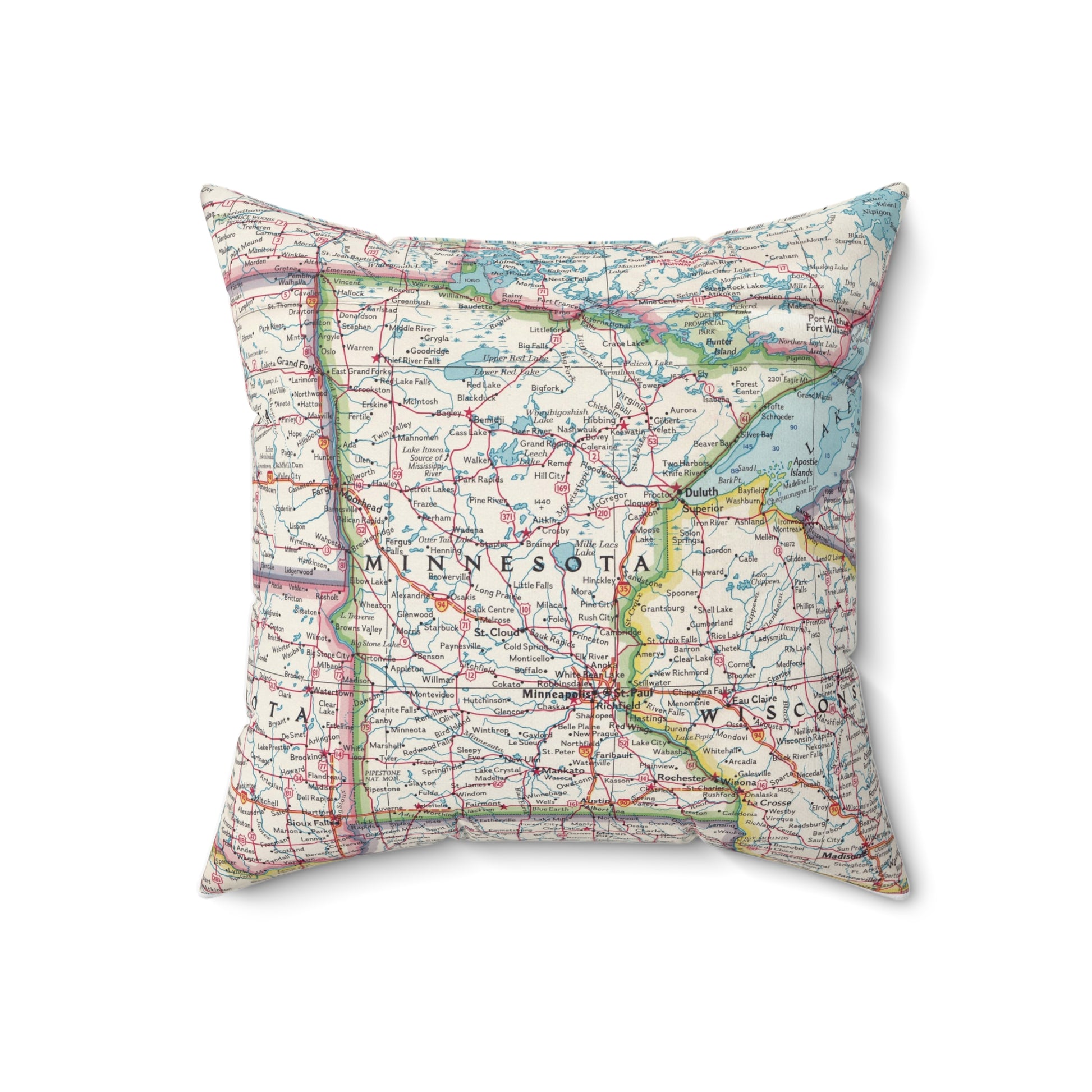 Minnesota vintage map pillow
