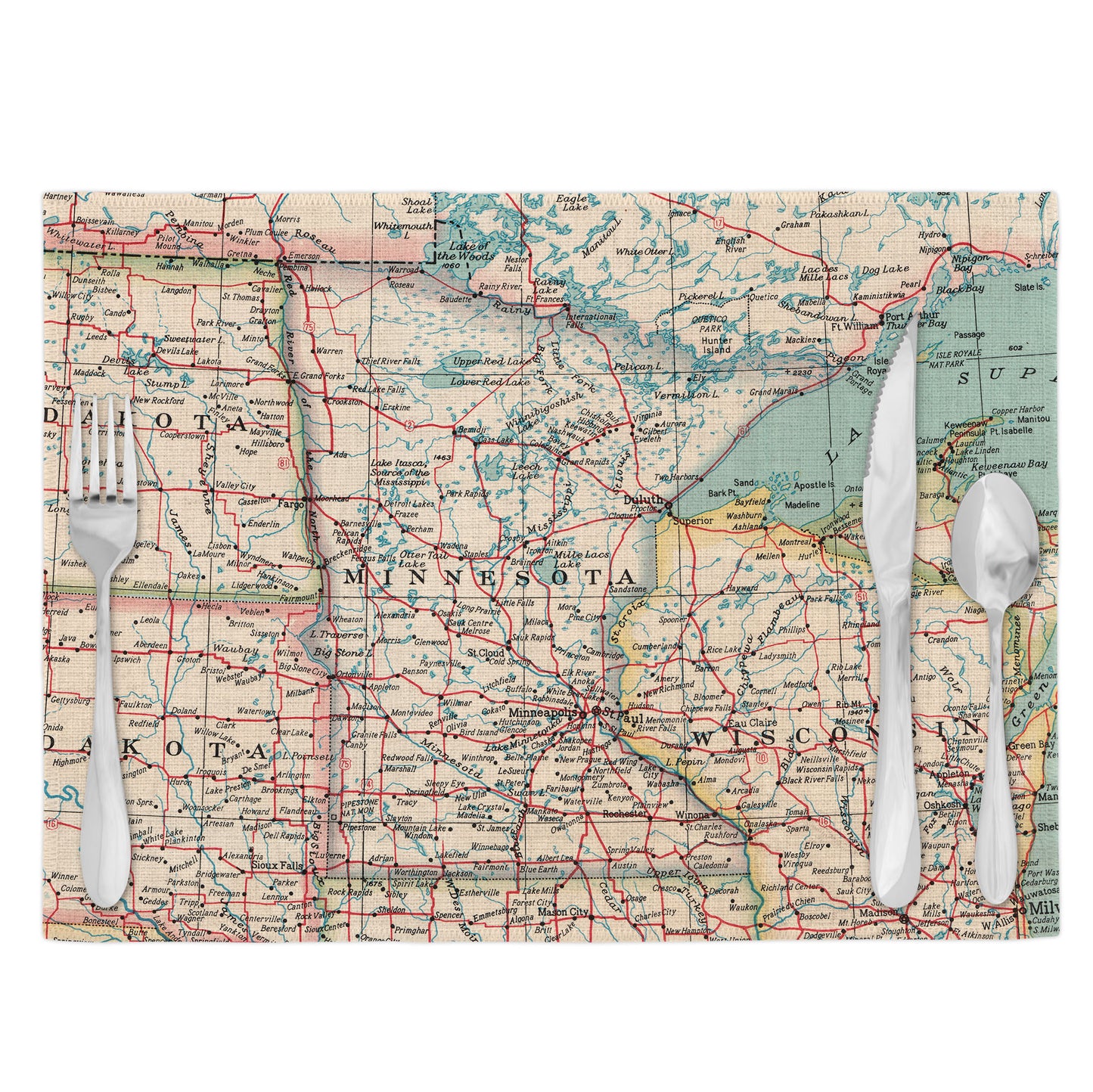 Minnesota Vintage Map Placemats Set of 4