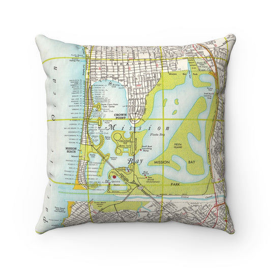Mission Bay vintage map pillow