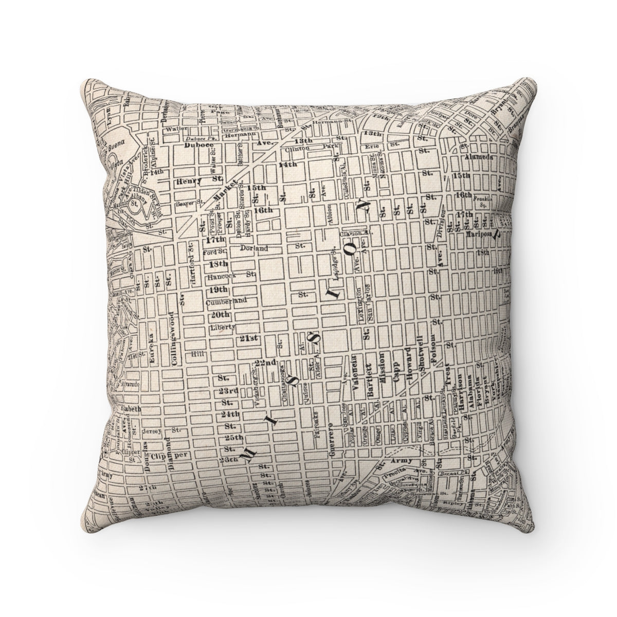 Mission District San Francisco vintage map pillow