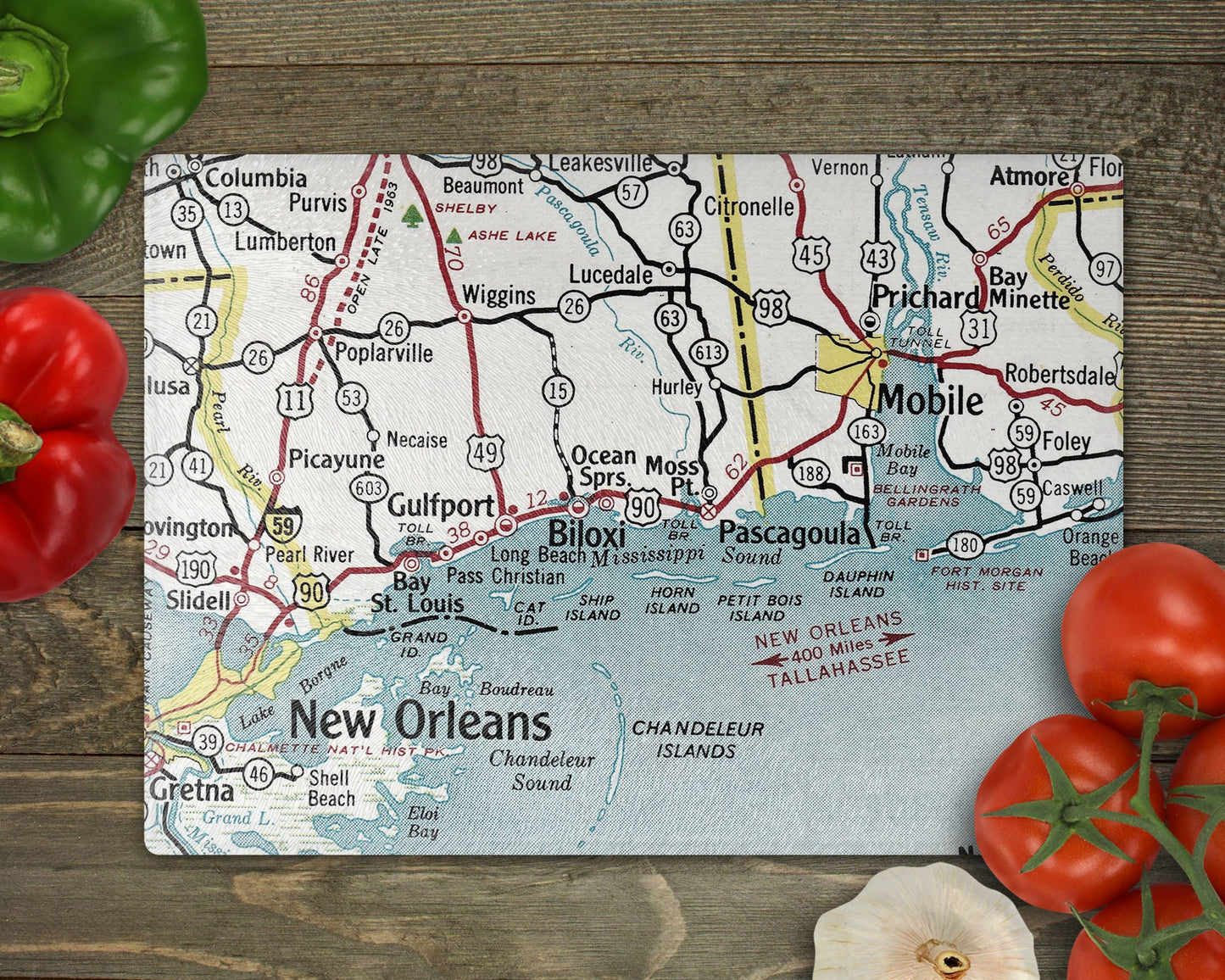 Mississippi Gulf Coast Map Cutting Board | Travel Gift | Kitchen Decor