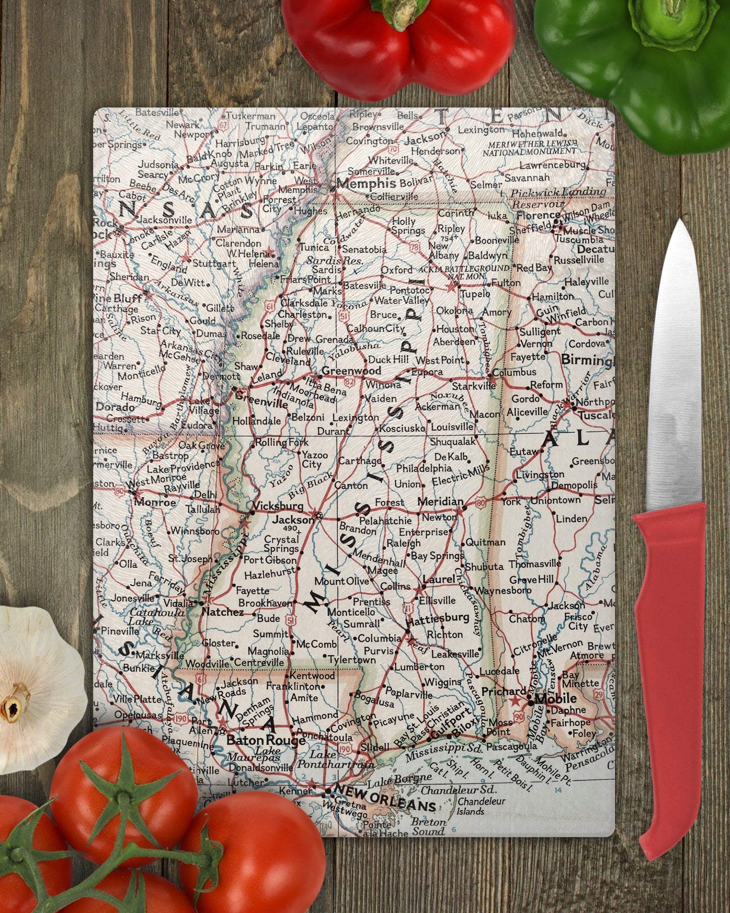 Mississippi Map Cutting Board | Travel Gift | Kitchen Decor