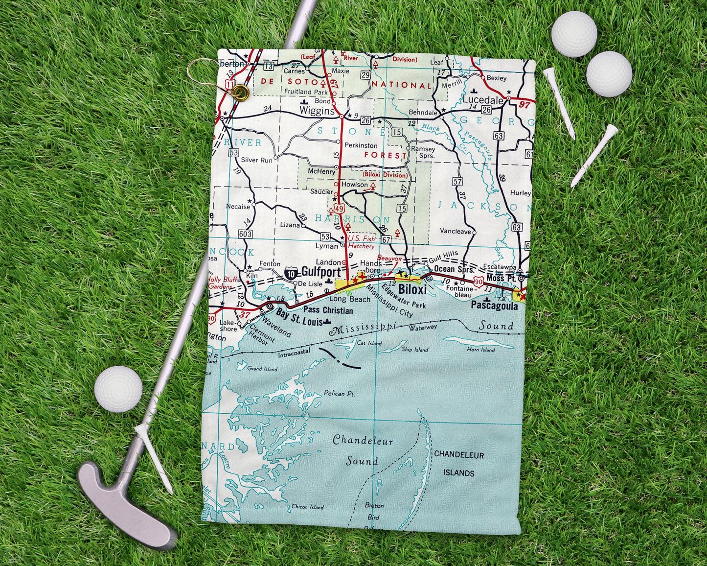 Mississippi Gulf Coast golf towel primary image