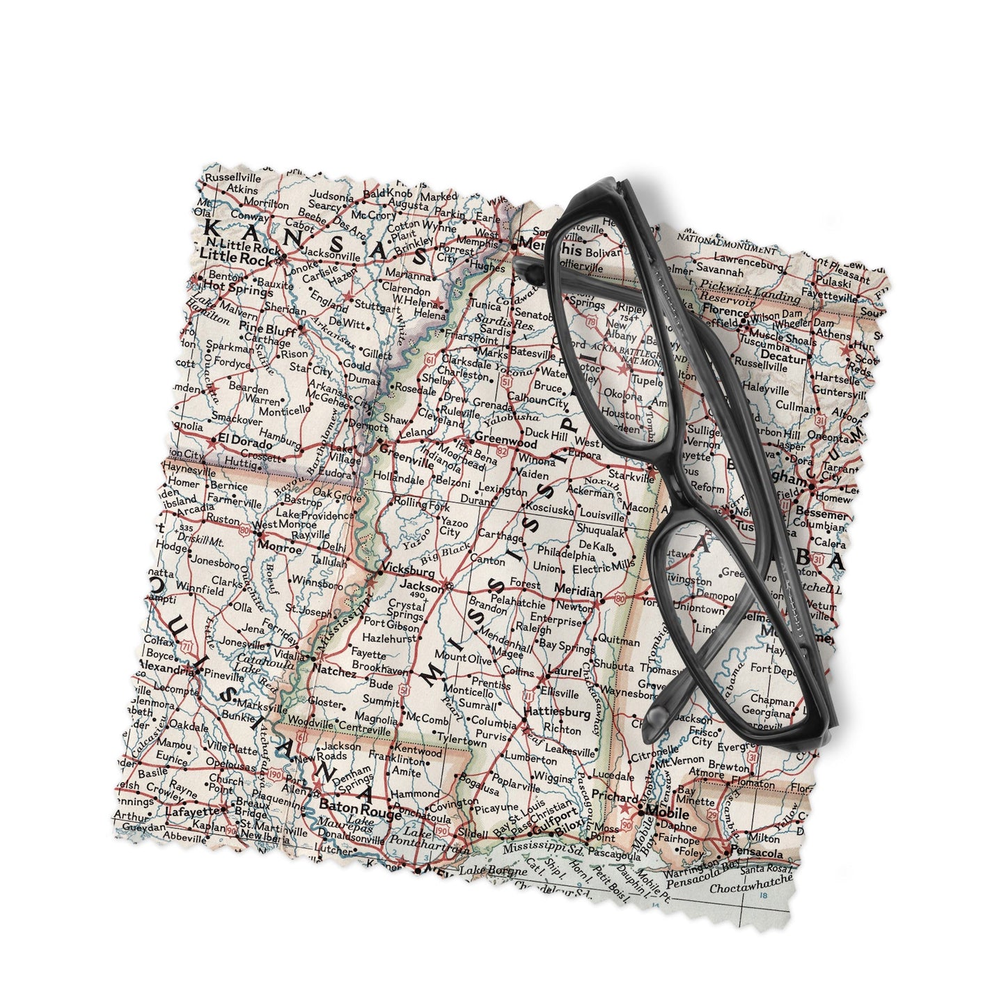 Mississippi Map Lens Cloth | Mississippi Microfiber Glasses Cleaner | Travel Gift