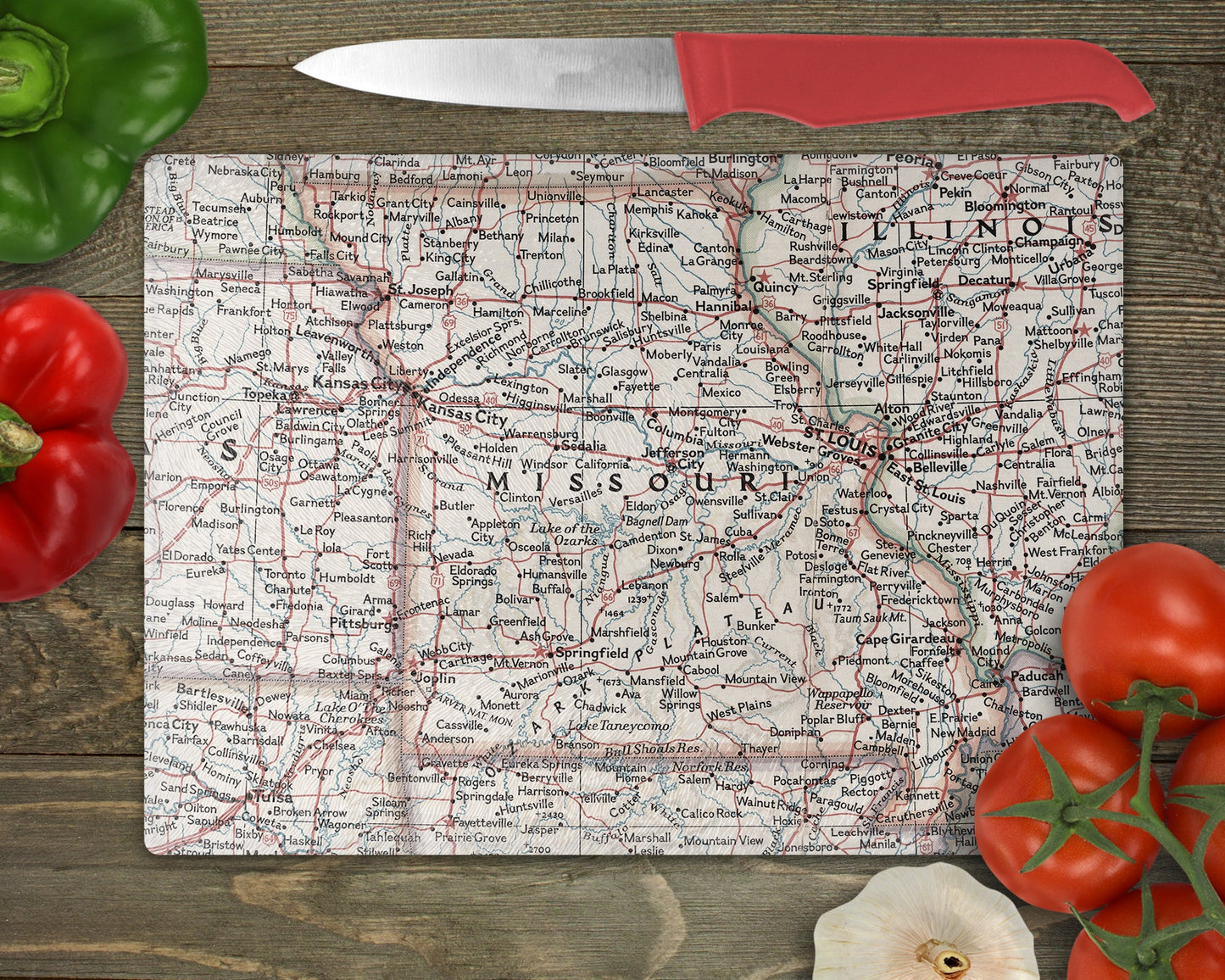 Missouri Map Cutting Board | Travel Gift | Kitchen Decor