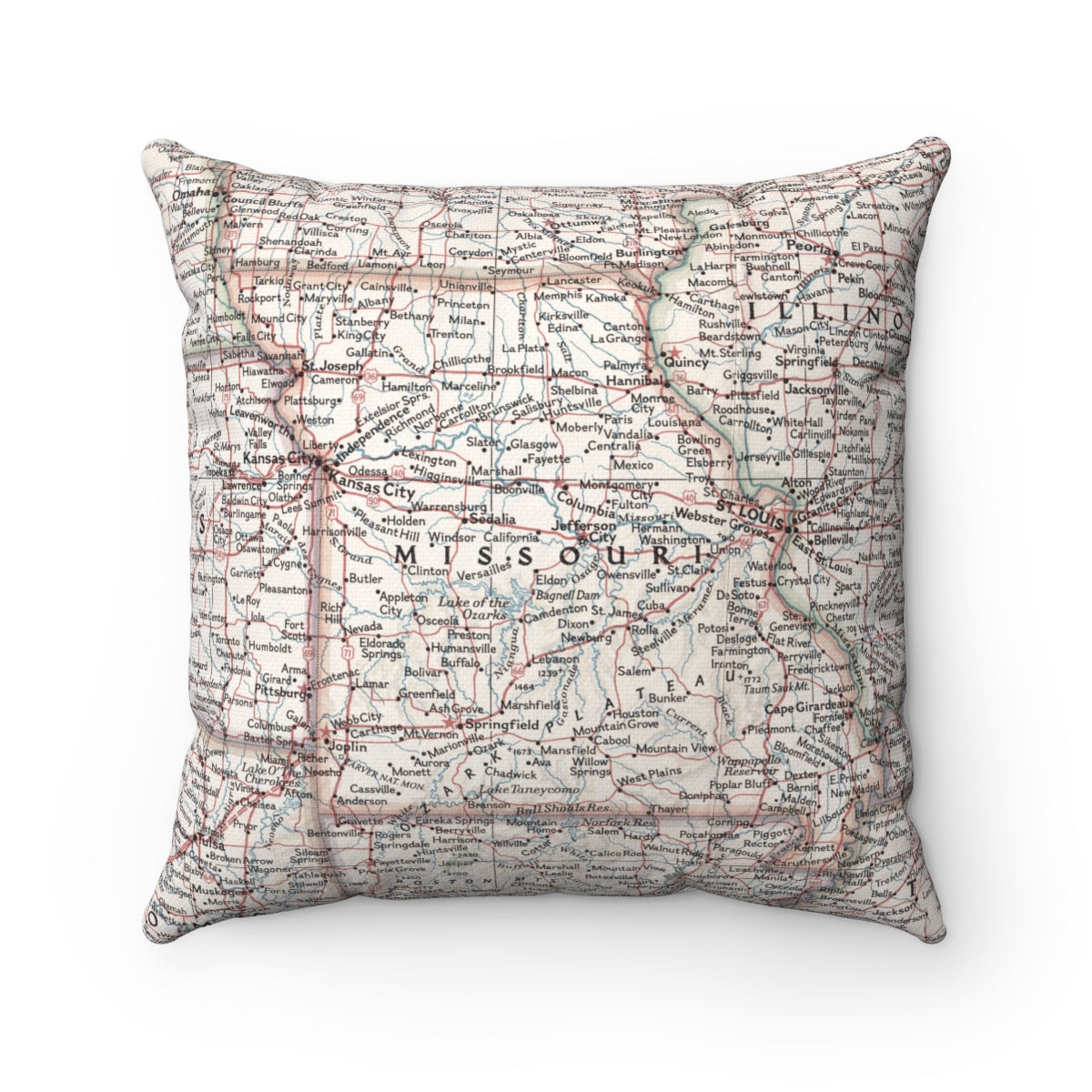 Missouri vintage map pillow