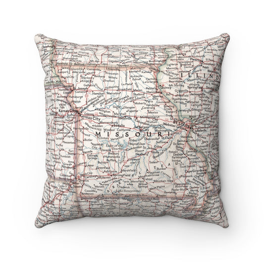 Missouri vintage map pillow