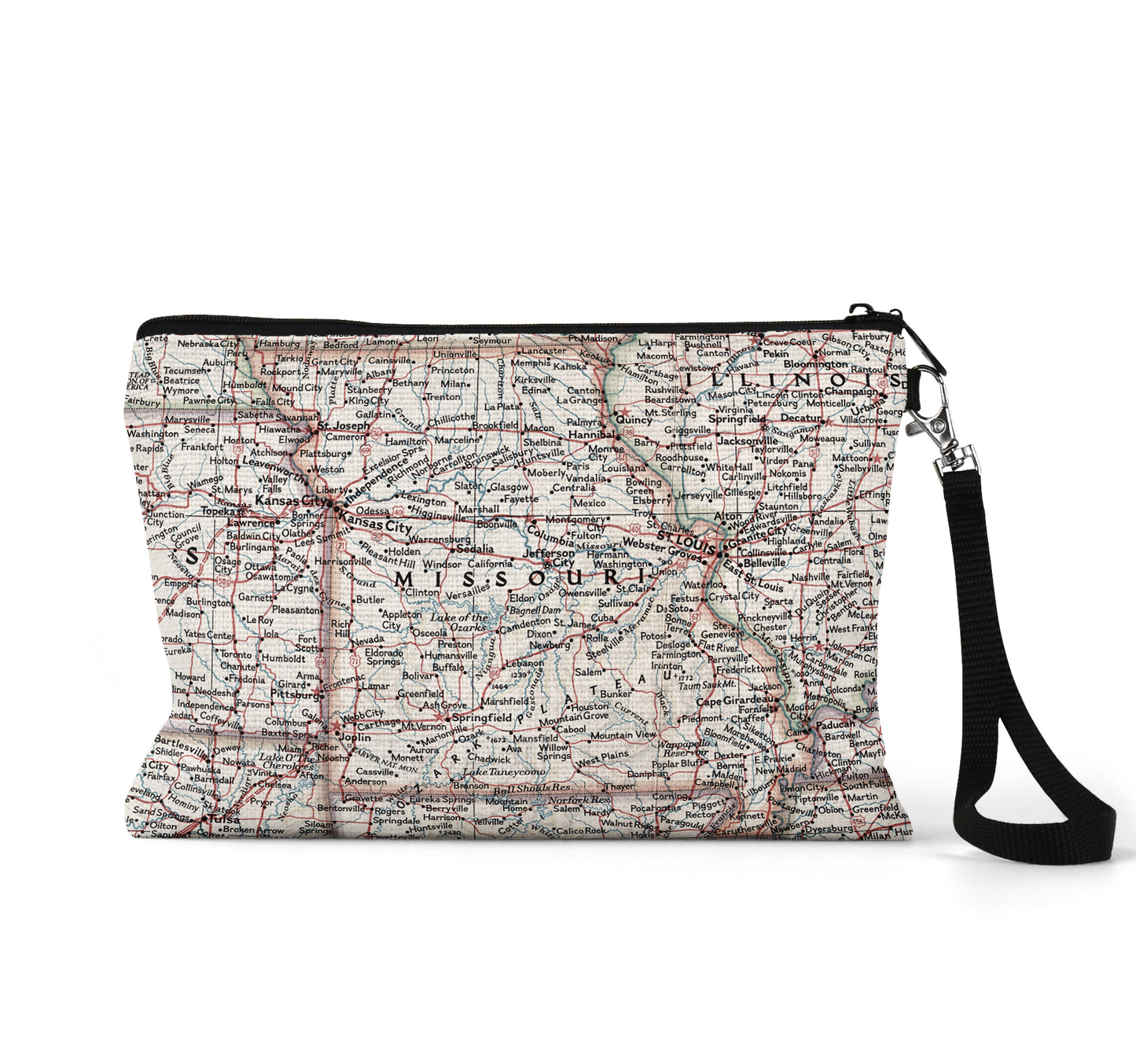 Missouri map wristlet travel pouch