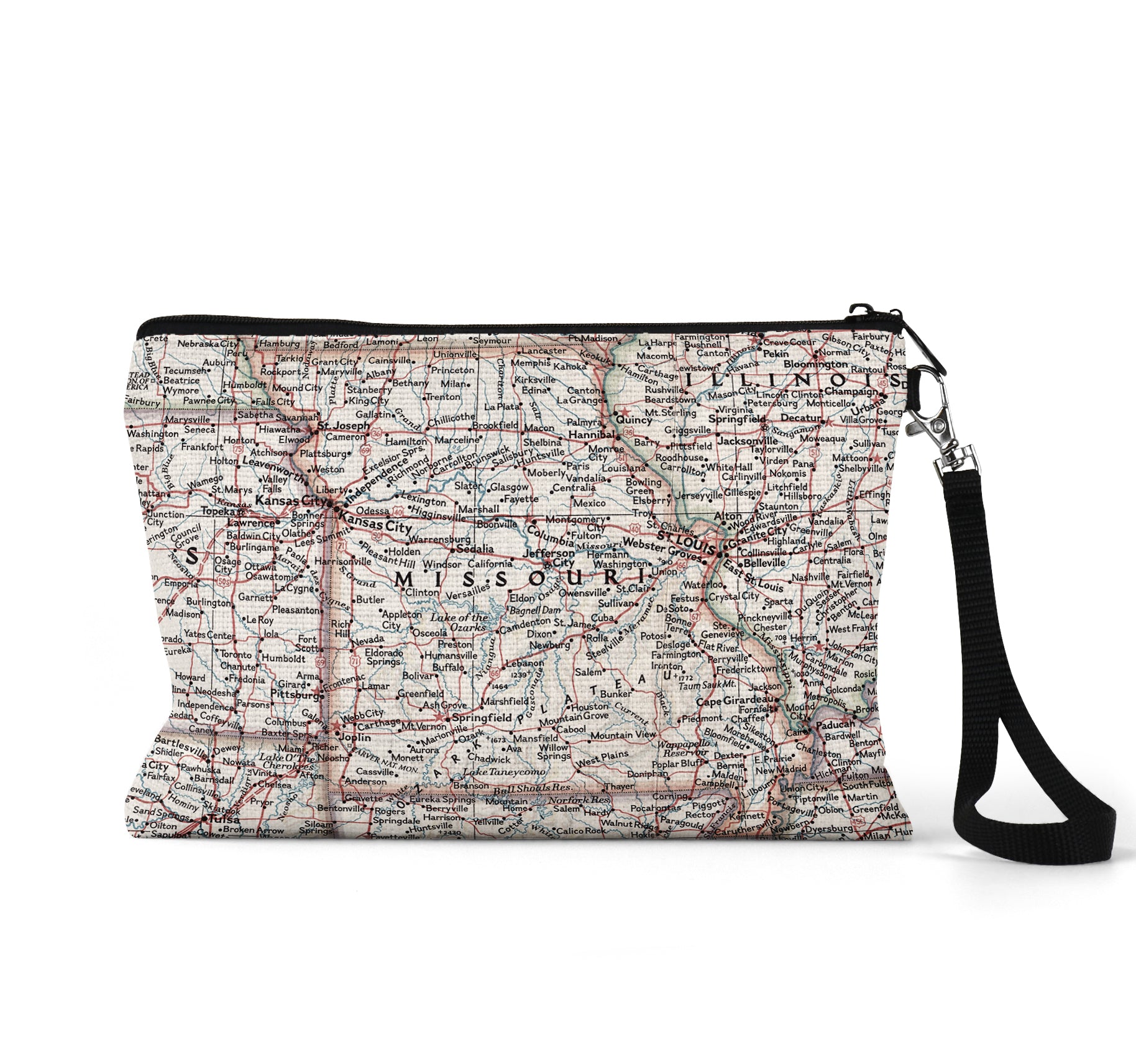 Missouri map wristlet travel pouch