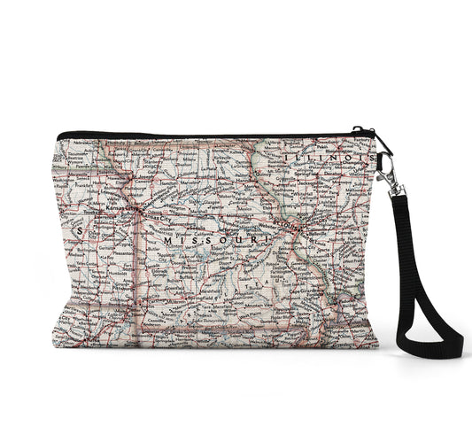 Missouri map wristlet travel pouch