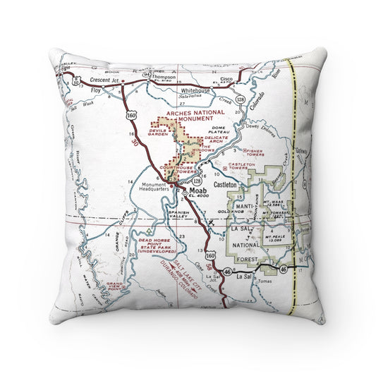 Moab Utah vintage map pillow