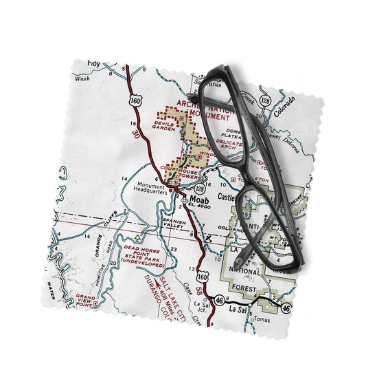 Moab Utah Map Lens Cloth | Moab Microfiber Glasses Cleaner | Travel Gift