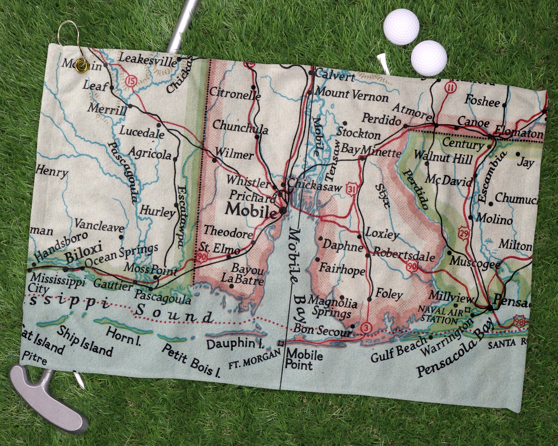 Mobile Alabama golf towel primary image