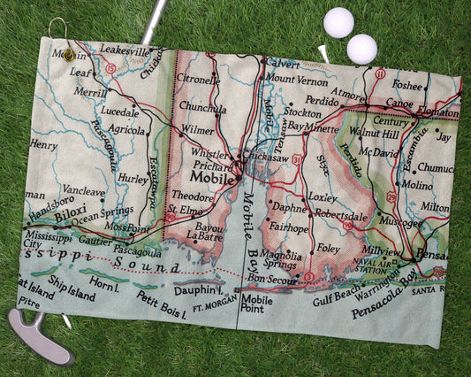 Mobile Alabama golf towel primary image