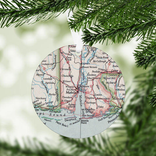 Mobile Alabama Vintage Map Ornament