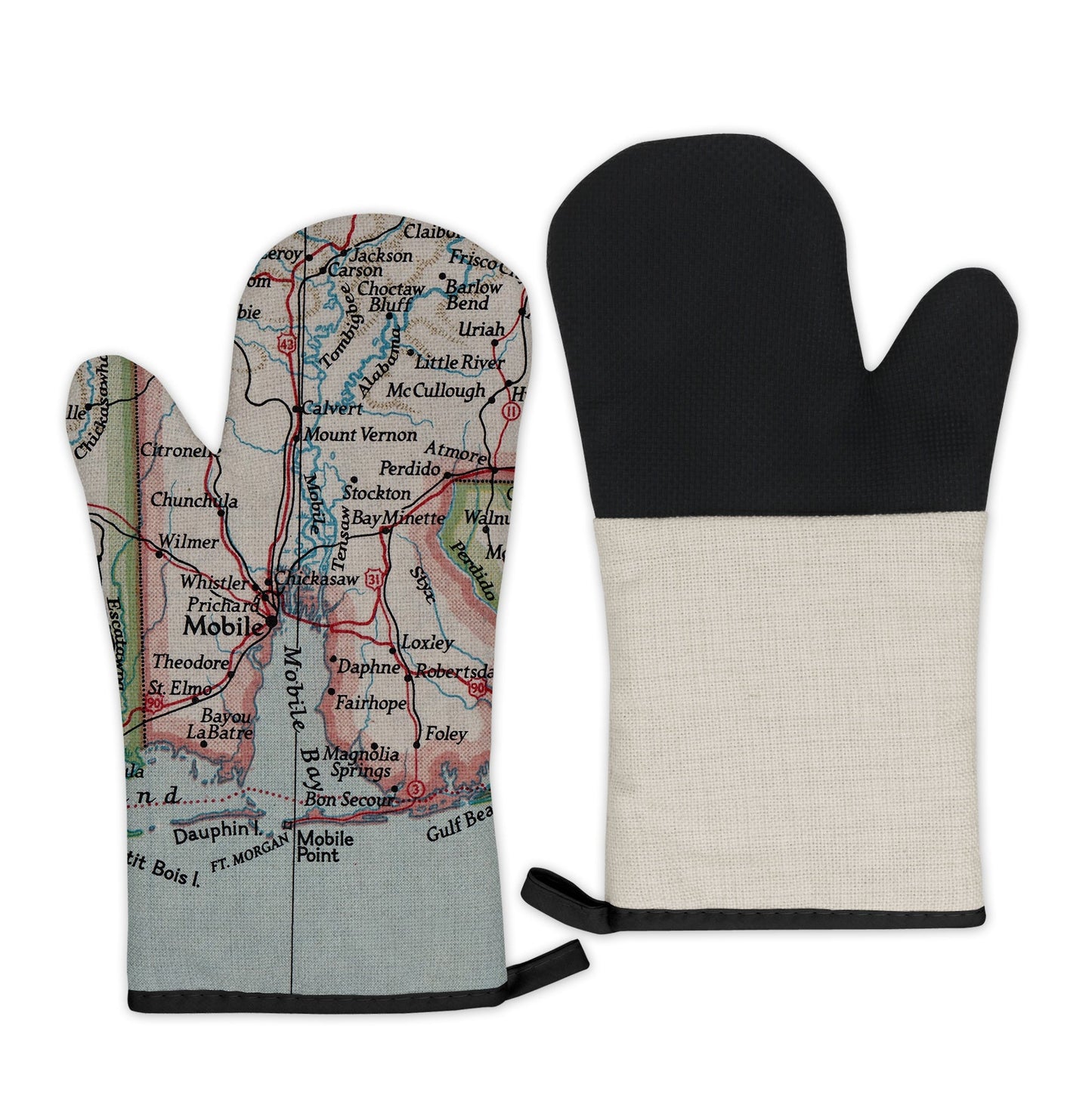 Mobile, Alabama Map Oven Mitt | Vintage-Inspired Kitchen Gift