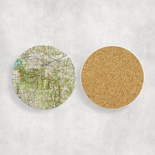 Mohican River Ohio Map Coasters | Set of 4 Vintage Mohican River Ohio Drink Coasters | Travel-Inspired Home Decor