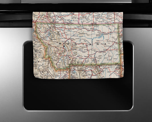 Montana Map Tea Towel | Waffle-Weave Kitchen Towel Gift