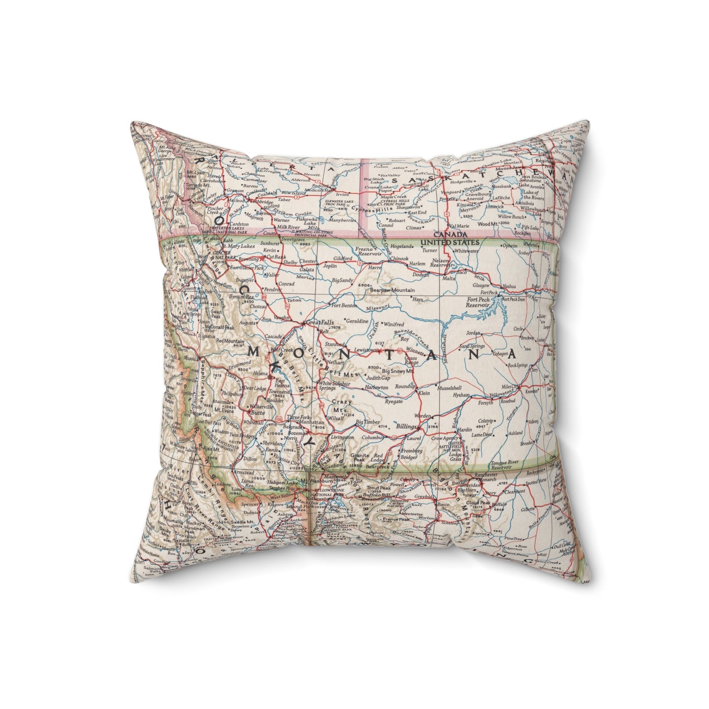 Montana vintage map pillow