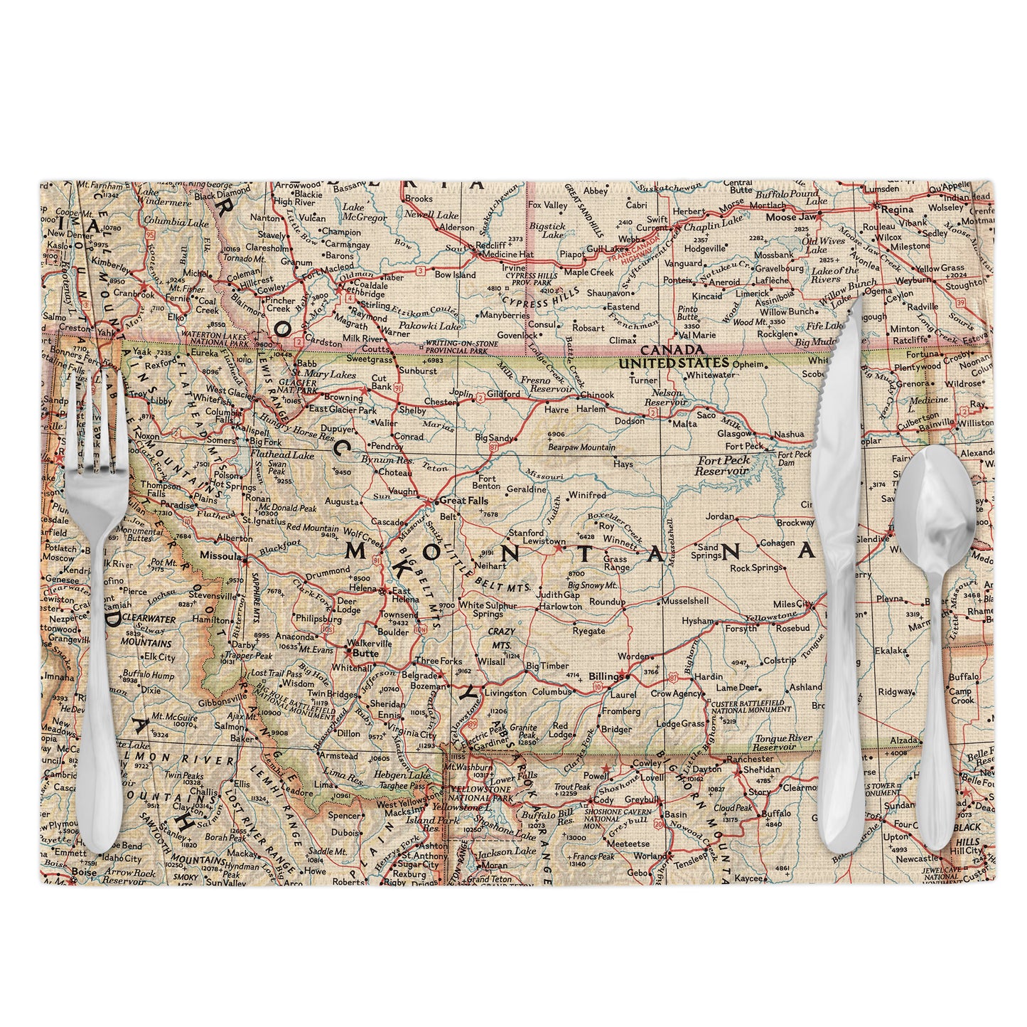 Montana Vintage Map Placemats Set of 4