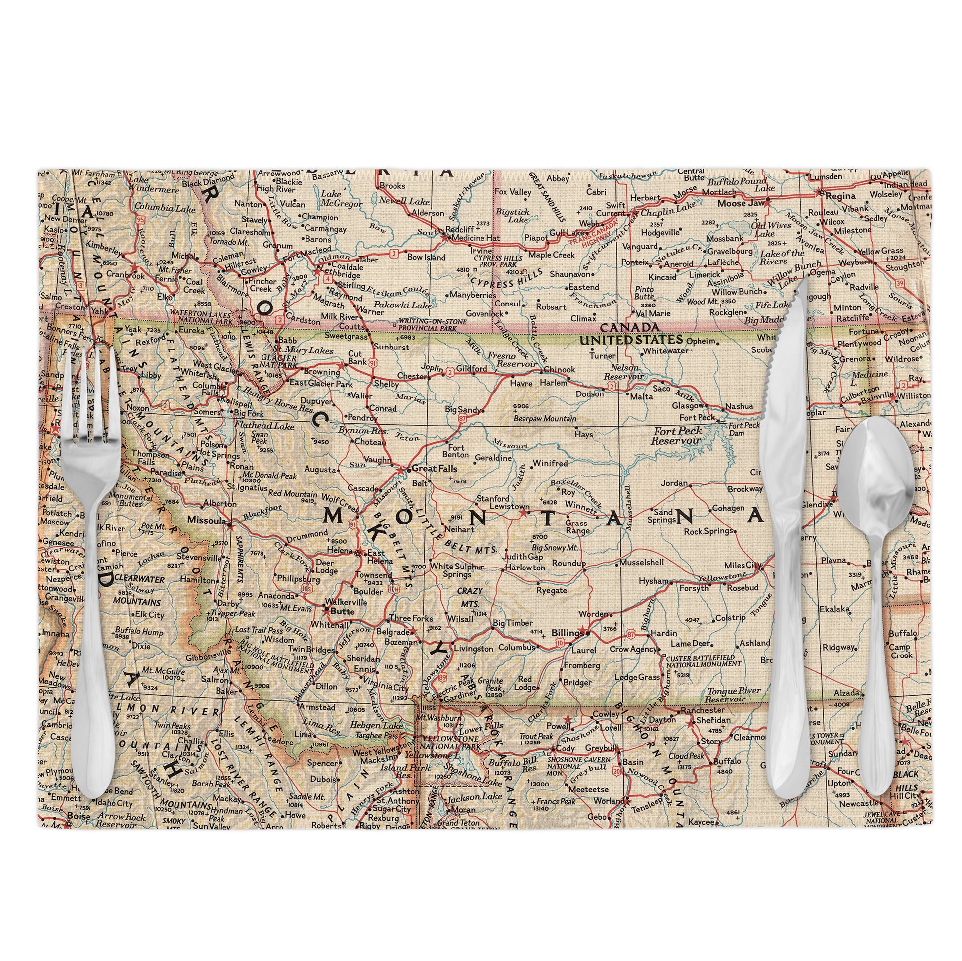 Montana Vintage Map Placemats Set of 4