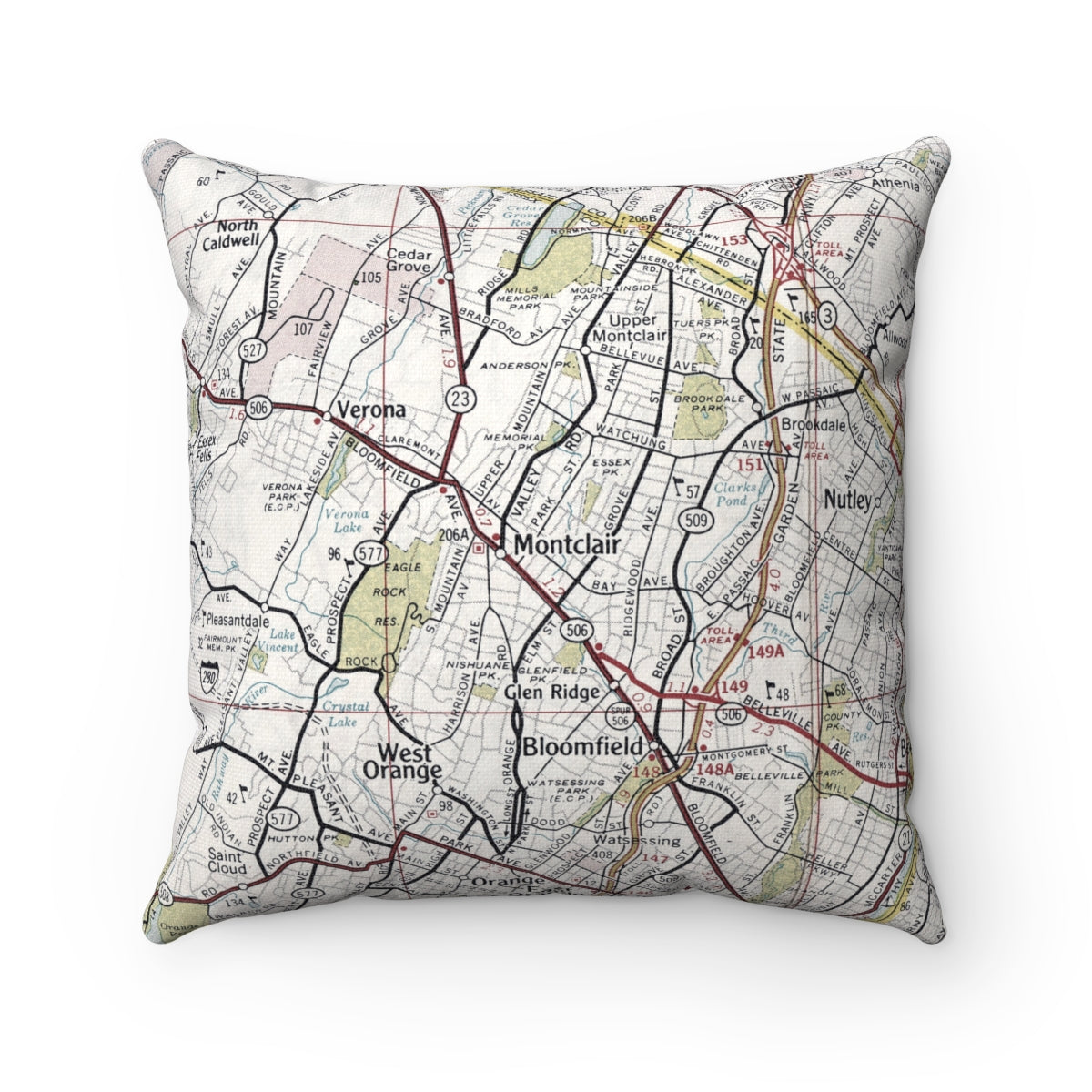 Montclair New Jersey vintage map pillow
