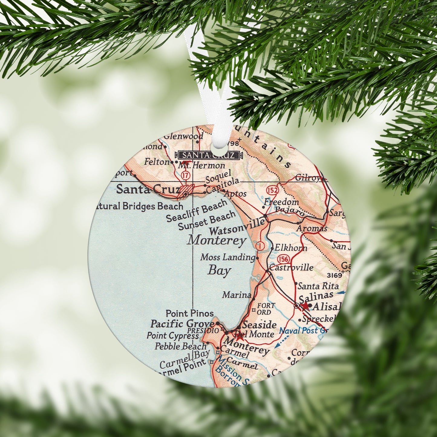 Monterey Bay California Vintage Map Ornament