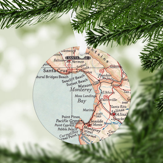 Monterey Bay California Vintage Map Ornament