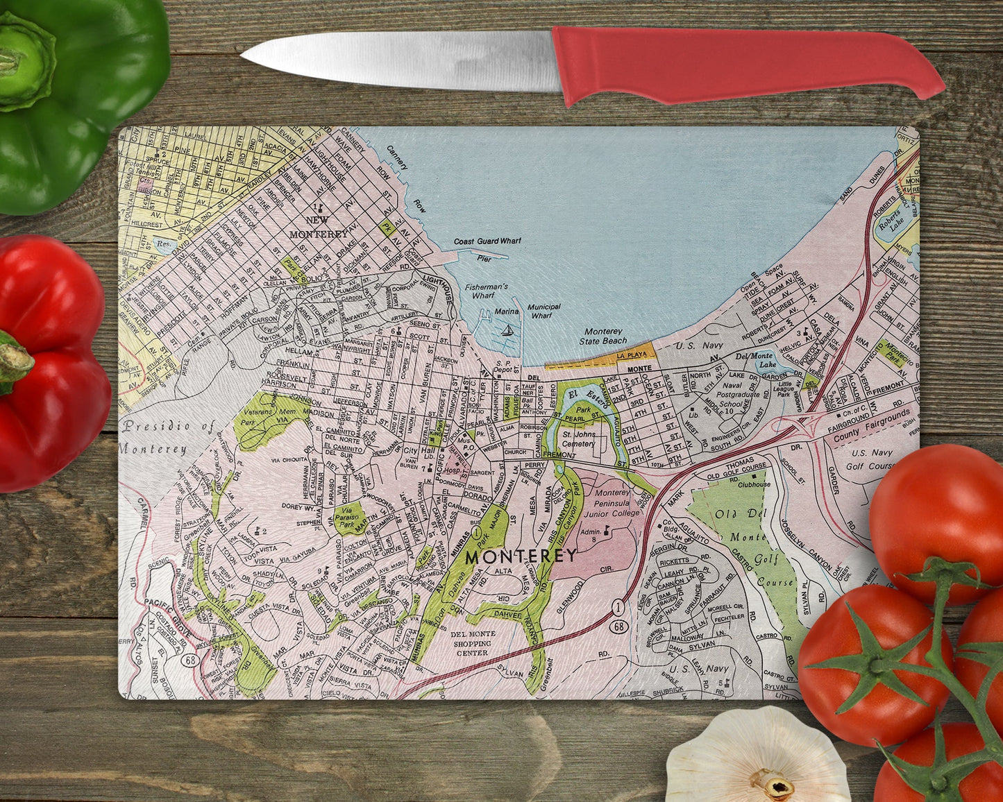 Monterey California Map Cutting Board | Travel Gift | Kitchen Decor