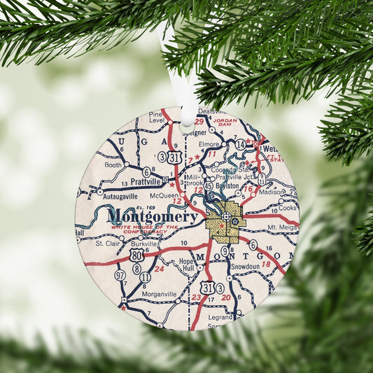 Montgomery Alabama Vintage Map Ornament