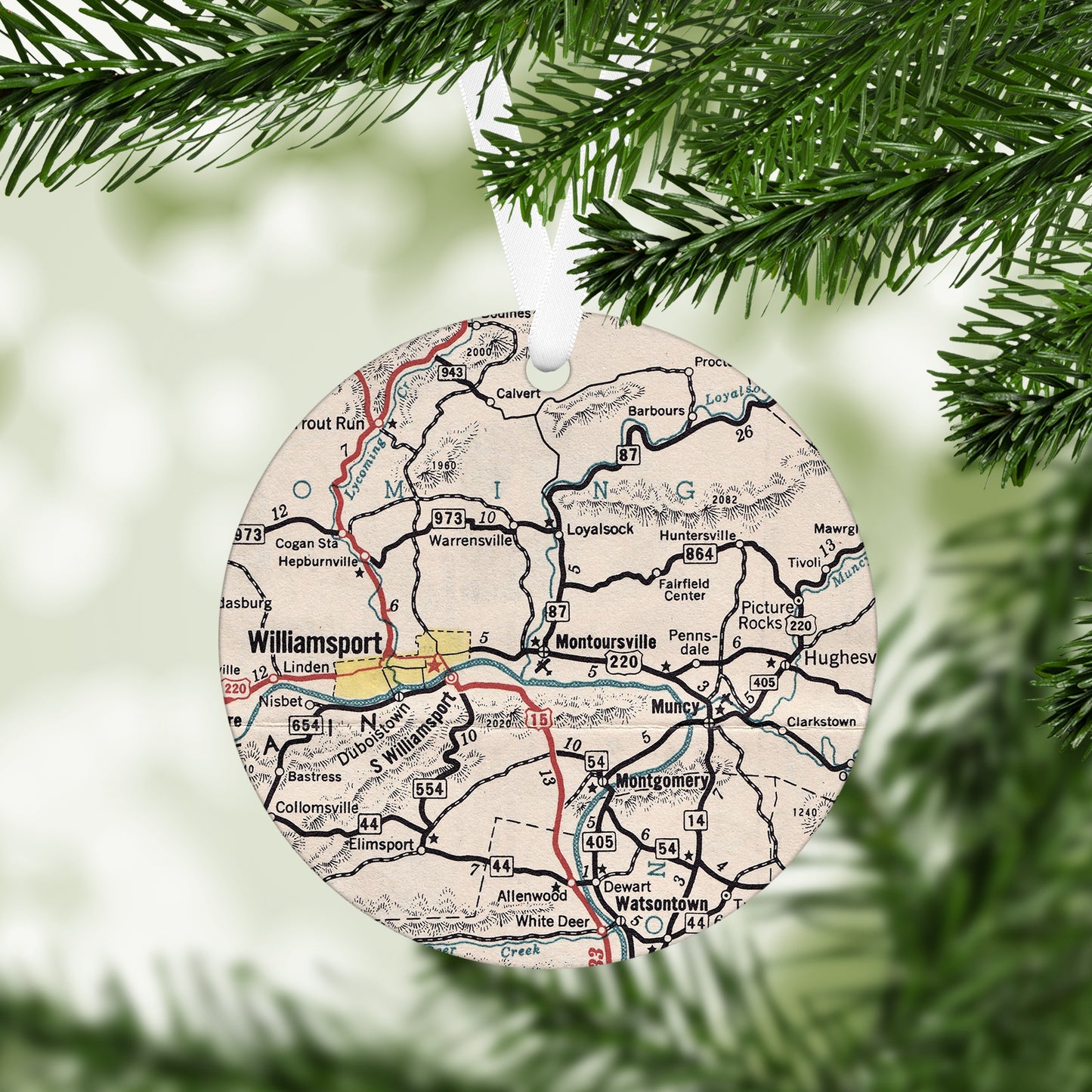 Montoursville Pennsylvania Vintage Map Ornament