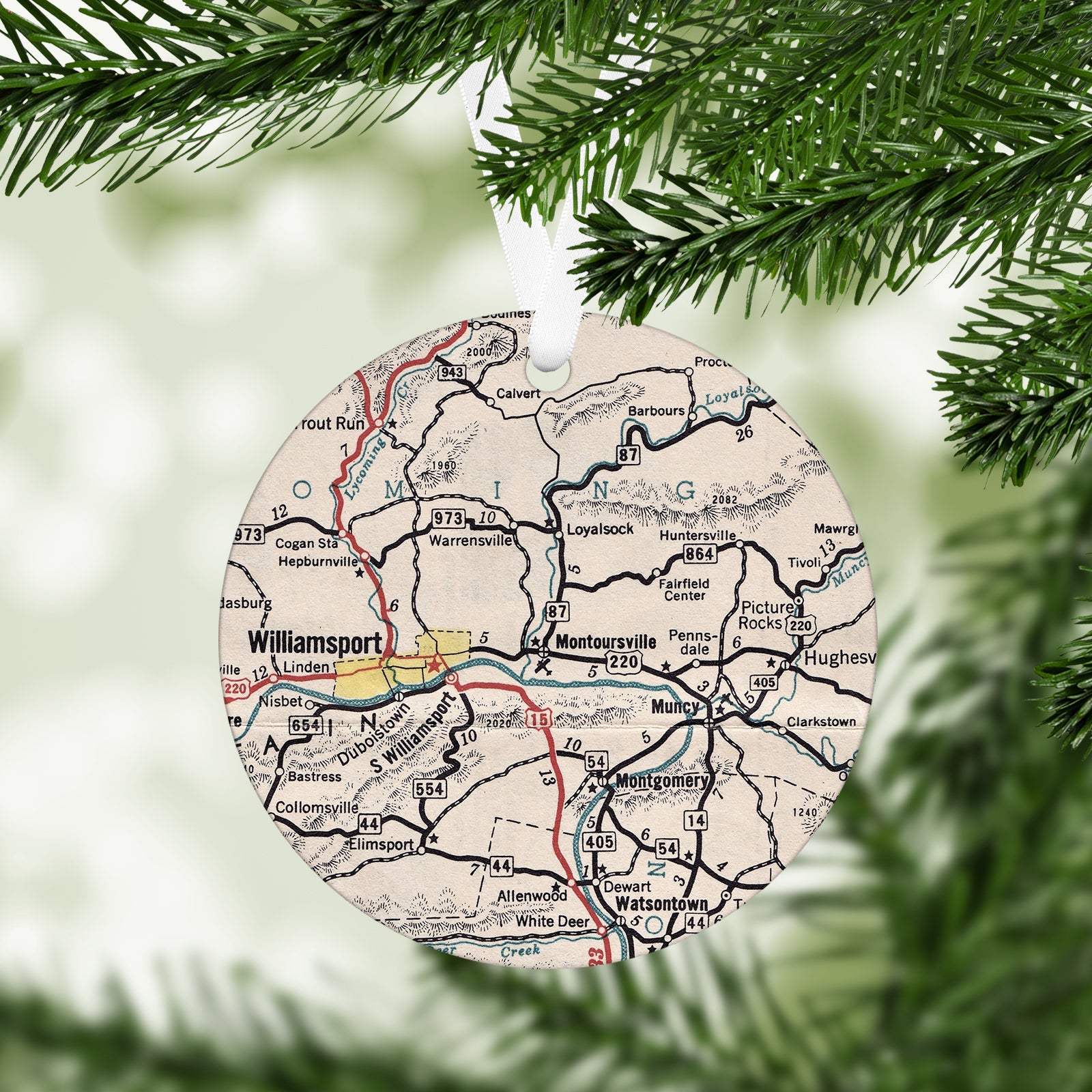Montoursville Pennsylvania Vintage Map Ornament