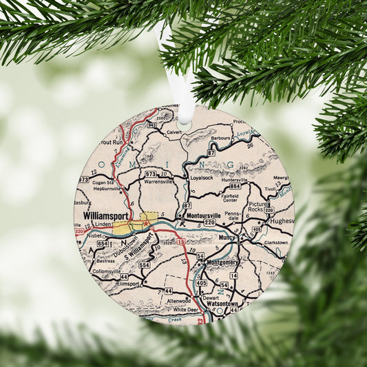 Montoursville Pennsylvania Vintage Map Ornament