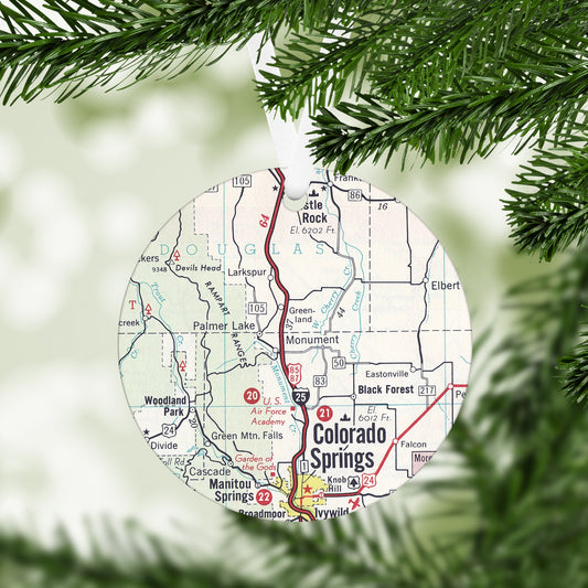 Monument Colorado Vintage Map Ornament