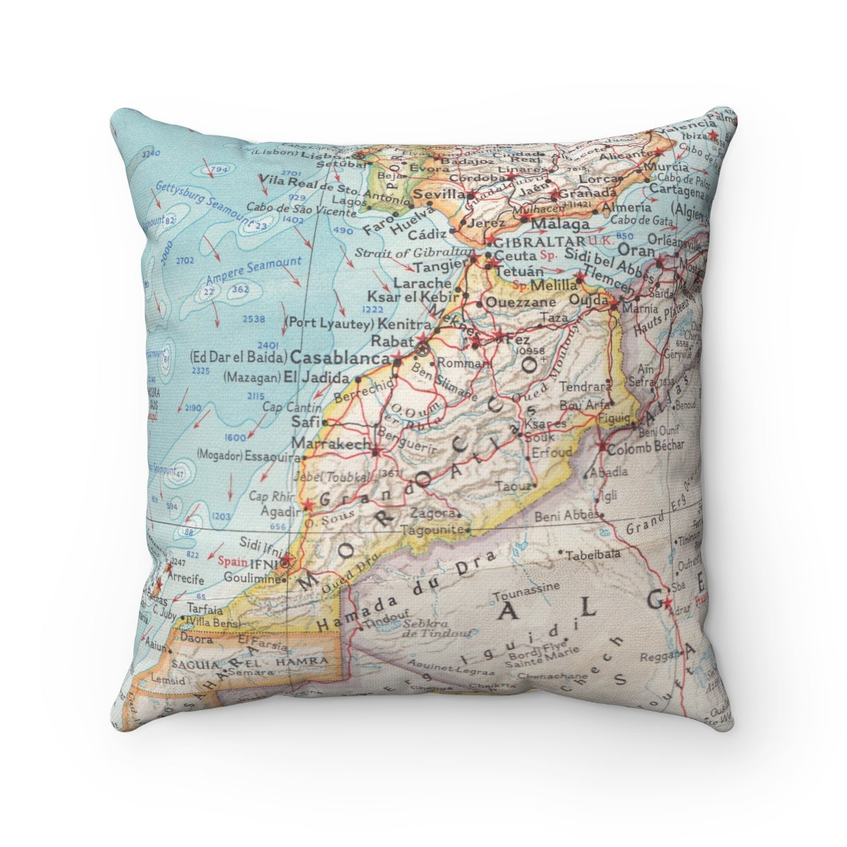 Morocco vintage map pillow