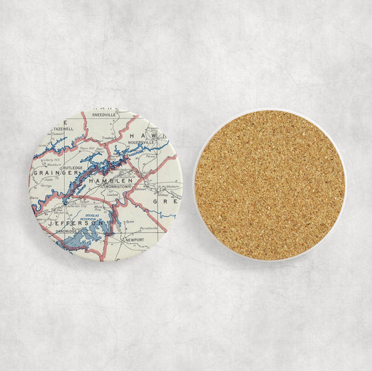 Morristown Tennessee Map Coasters | Set of 4 Vintage Morristown Tennessee Drink Coasters | Travel-Inspired Home Decor
