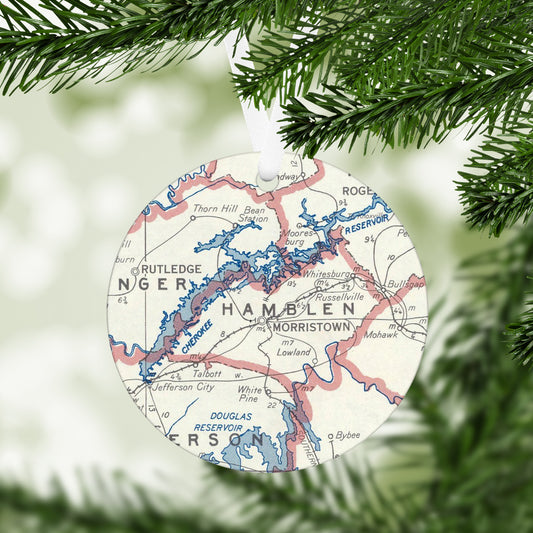 Morristown Tennessee Vintage Map Ornament